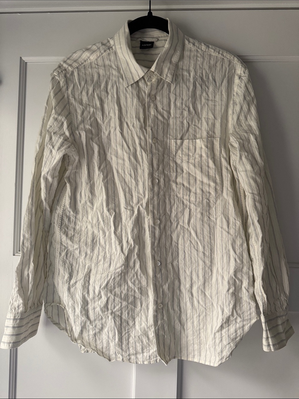 Aspesi Textured Stripe Button-Down Shirt Trim Fit Medium Size 6